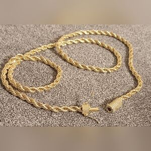 14 K Gold Plate Rope Chain Necklace for Women - Classic Twisted Design